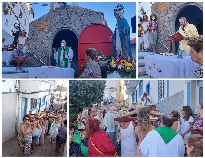 Collage de fotos de la misa y procesión religiosa/TA.
